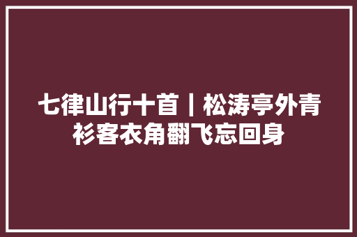 七律山行十首｜松涛亭外青衫客衣角翻飞忘回身
