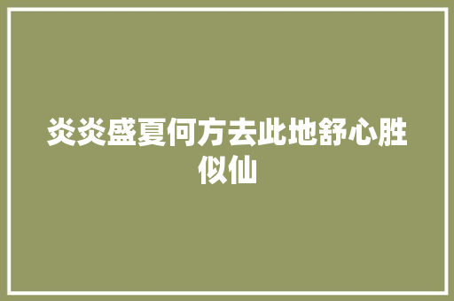 炎炎盛夏何方去此地舒心胜似仙