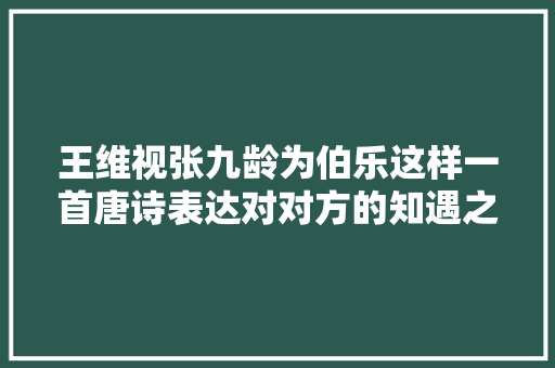 王维视张九龄为伯乐这样一首唐诗表达对对方的知遇之恩