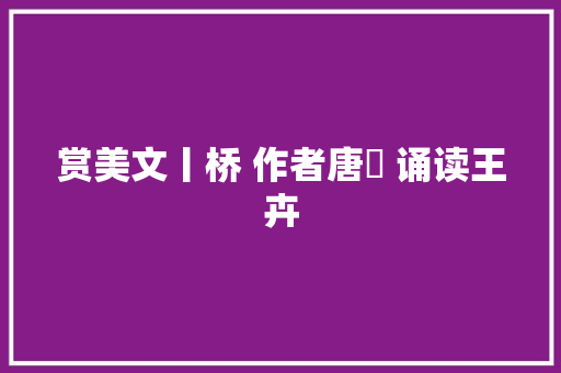 赏美文丨桥 作者唐弢 诵读王卉
