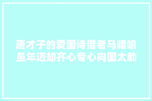唐才子的爱国诗借老马暗喻虽年迈却齐心专心向国太励志让人冲动