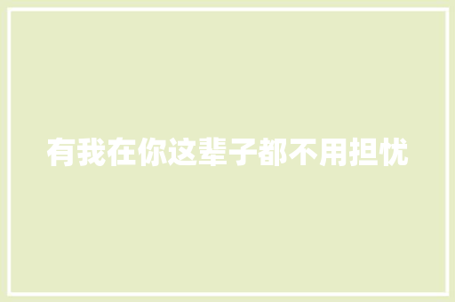 有我在你这辈子都不用担忧