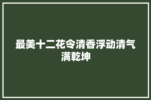 最美十二花令清香浮动清气满乾坤