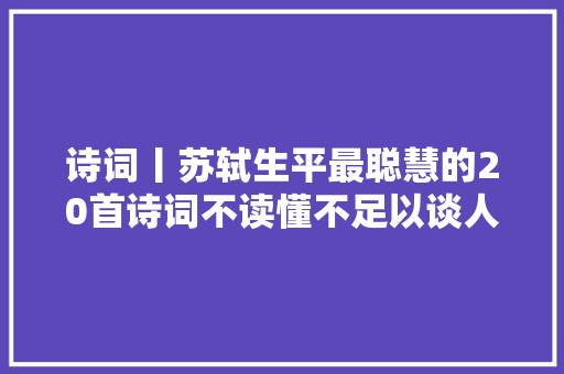 诗词丨苏轼生平最聪慧的20首诗词不读懂不足以谈人生