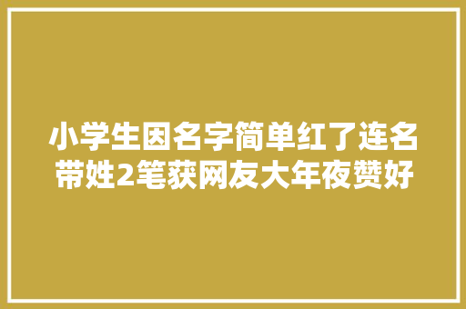 小学生因名字简单红了连名带姓2笔获网友大年夜赞好听又好用