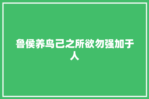 鲁侯养鸟己之所欲勿强加于人