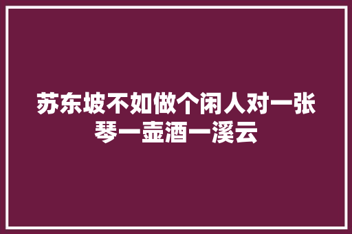 苏东坡不如做个闲人对一张琴一壶酒一溪云