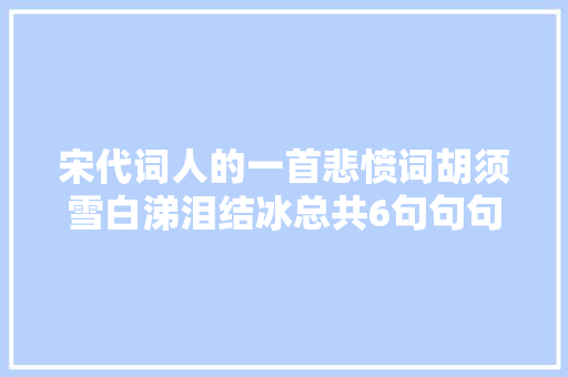 宋代词人的一首悲愤词胡须雪白涕泪结冰总共6句句句扎心