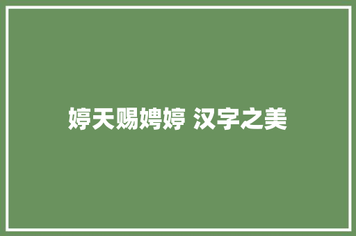 婷天赐娉婷 汉字之美