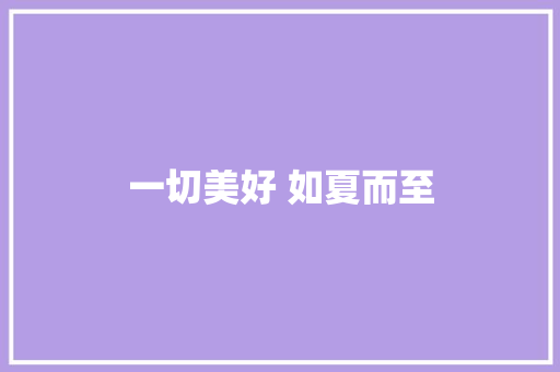一切美好 如夏而至