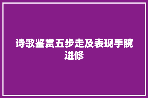 诗歌鉴赏五步走及表现手腕进修