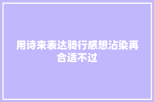 用诗来表达骑行感想沾染再合适不过