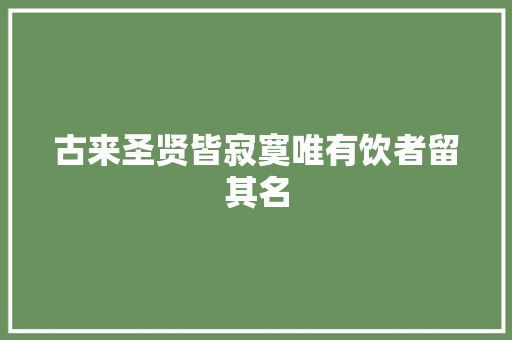 古来圣贤皆寂寞唯有饮者留其名