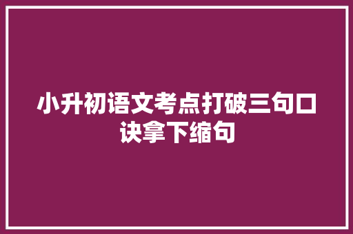 小升初语文考点打破三句口诀拿下缩句