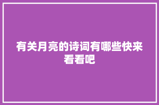 有关月亮的诗词有哪些快来看看吧