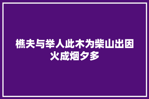 樵夫与举人此木为柴山出因火成烟夕多