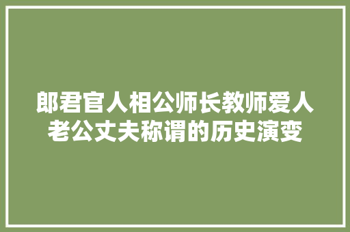 郎君官人相公师长教师爱人老公丈夫称谓的历史演变