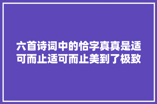 六首诗词中的恰字真真是适可而止适可而止美到了极致