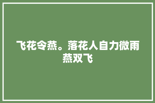 飞花令燕。落花人自力微雨燕双飞
