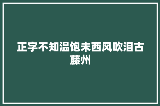 正字不知温饱未西风吹泪古藤州
