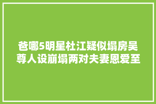 爸哪5明星杜江疑似塌房吴尊人设崩塌两对夫妻恩爱至今