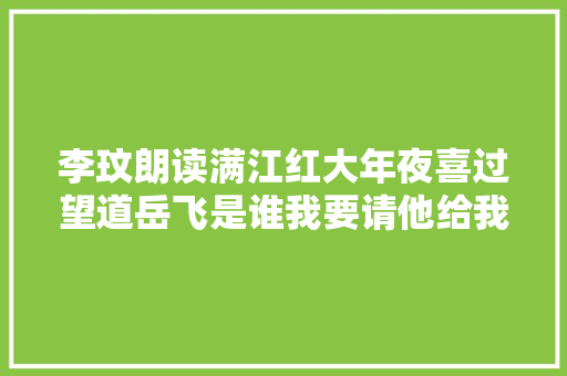 李玟朗读满江红大年夜喜过望道岳飞是谁我要请他给我写歌词