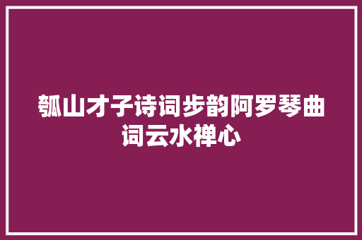 瓠山才子诗词步韵阿罗琴曲词云水禅心