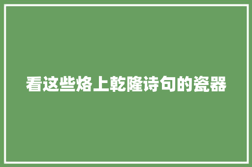 看这些烙上乾隆诗句的瓷器