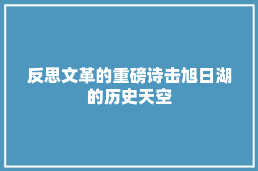 反思文革的重磅诗击旭日湖的历史天空