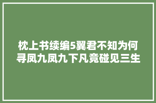 枕上书续编5翼君不知为何寻凤九凤九下凡竟碰见三生石姻缘文昌