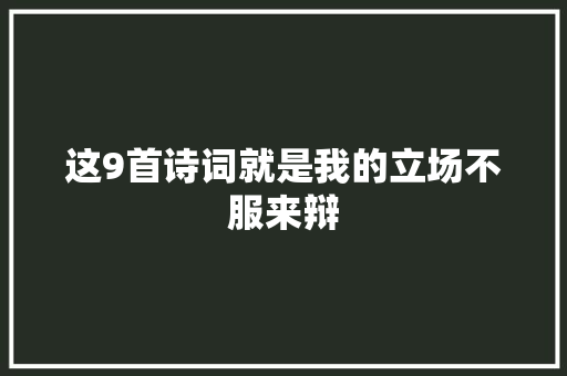 这9首诗词就是我的立场不服来辩
