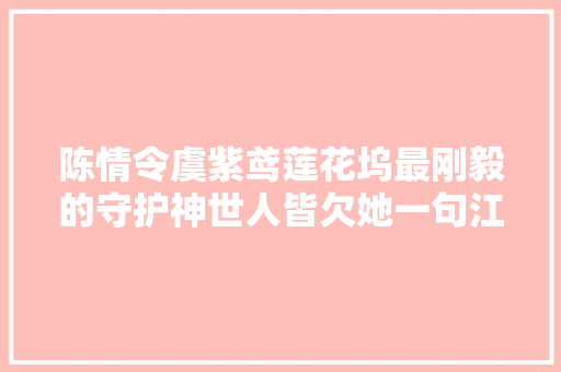 陈情令虞紫鸢莲花坞最刚毅的守护神世人皆欠她一句江夫人