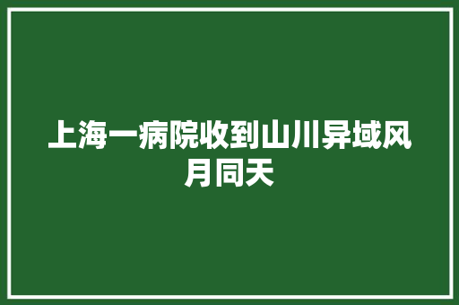 上海一病院收到山川异域风月同天