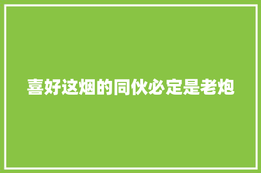喜好这烟的同伙必定是老炮