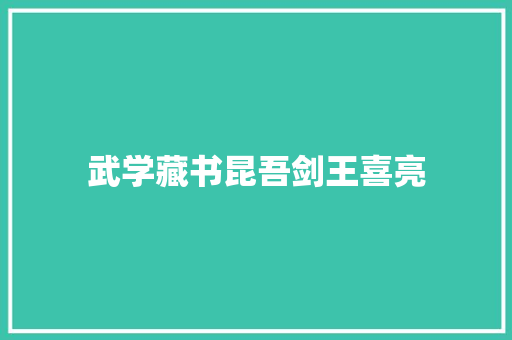 武学藏书昆吾剑王喜亮