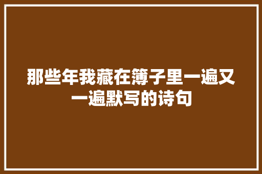 那些年我藏在簿子里一遍又一遍默写的诗句