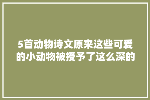 5首动物诗文原来这些可爱的小动物被授予了这么深的情感