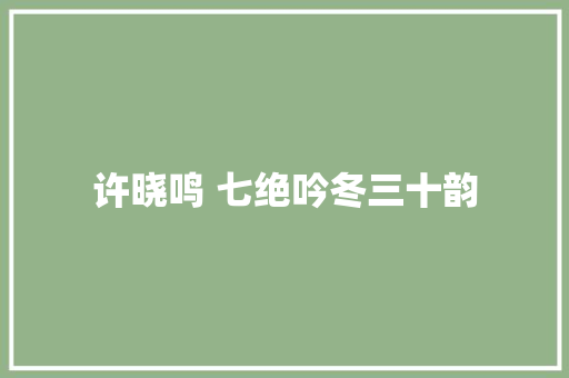 许晓鸣 七绝吟冬三十韵