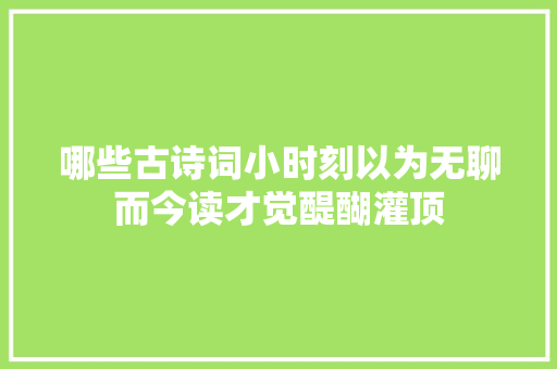 哪些古诗词小时刻以为无聊而今读才觉醍醐灌顶