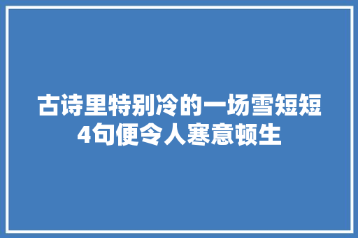 古诗里特别冷的一场雪短短4句便令人寒意顿生