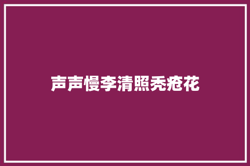声声慢李清照秃疮花