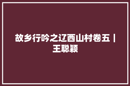 故乡行吟之辽西山村卷五｜王聪颖