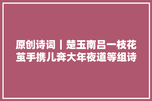 原创诗词｜楚玉南吕一枝花茧手携儿奔大年夜道等组诗词赋比投