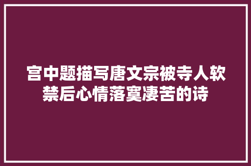 宫中题描写唐文宗被寺人软禁后心情落寞凄苦的诗