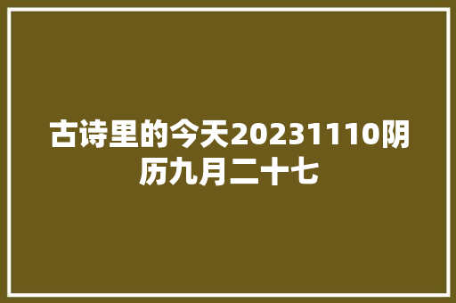古诗里的今天20231110阴历九月二十七