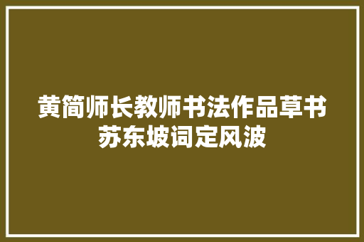 黄简师长教师书法作品草书苏东坡词定风波