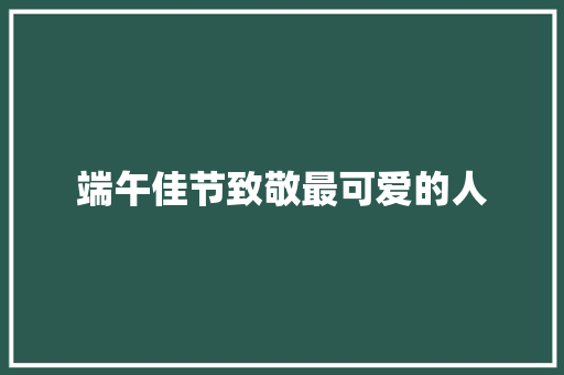 端午佳节致敬最可爱的人