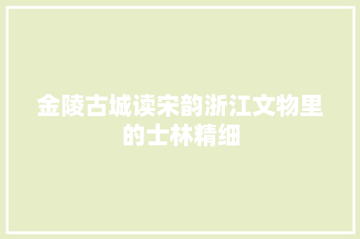 金陵古城读宋韵浙江文物里的士林精细