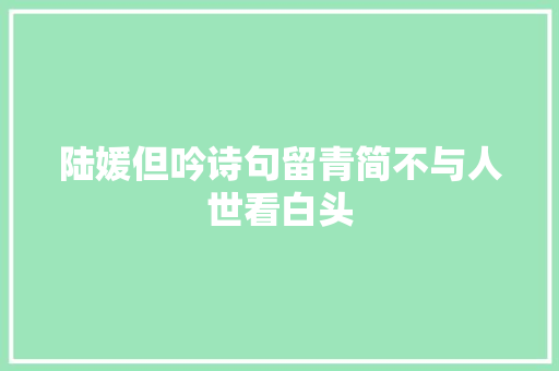陆媛但吟诗句留青简不与人世看白头