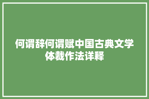 何谓辞何谓赋中国古典文学体裁作法详释